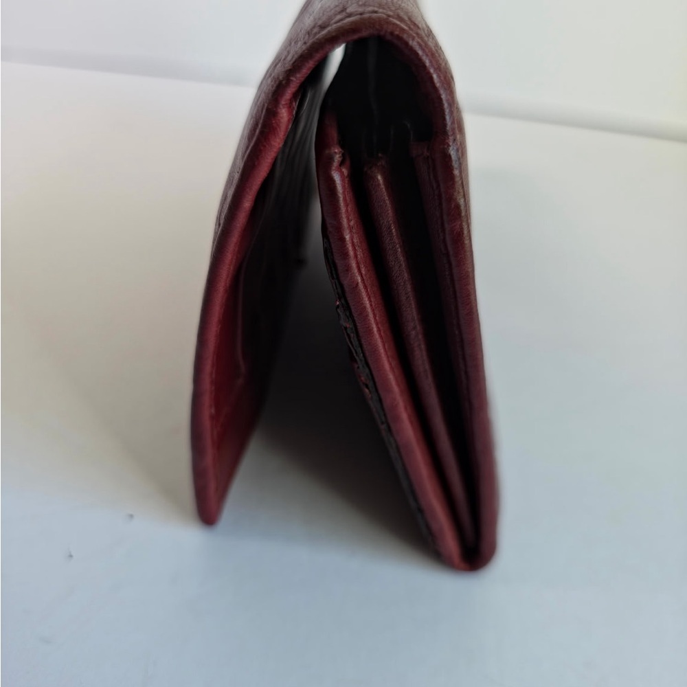 Pre-Owned GUCCI GG Shima Line Wallet Flap Long Leather in Red - Picture 3 of 6